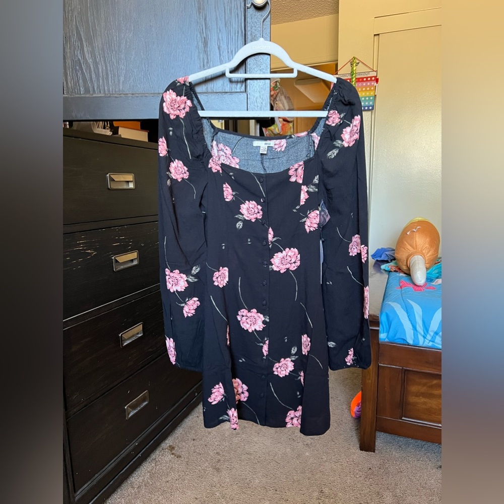 Amuse Society, Floral black dress, Small